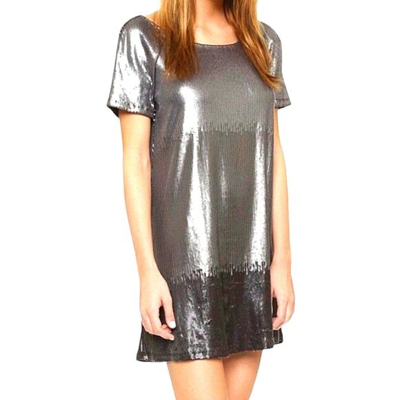 Free People Dresses & Skirts - Free People Drenched in Sequins Shimmery Ombre Scoop Back Mini Dress Gunmetal XS